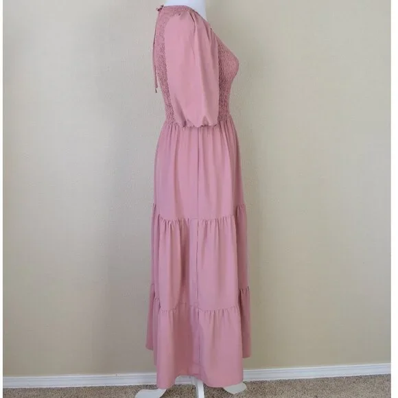 WAYF Camden Smocked Midi Tiered Dress - XS - Picture 7 of 9